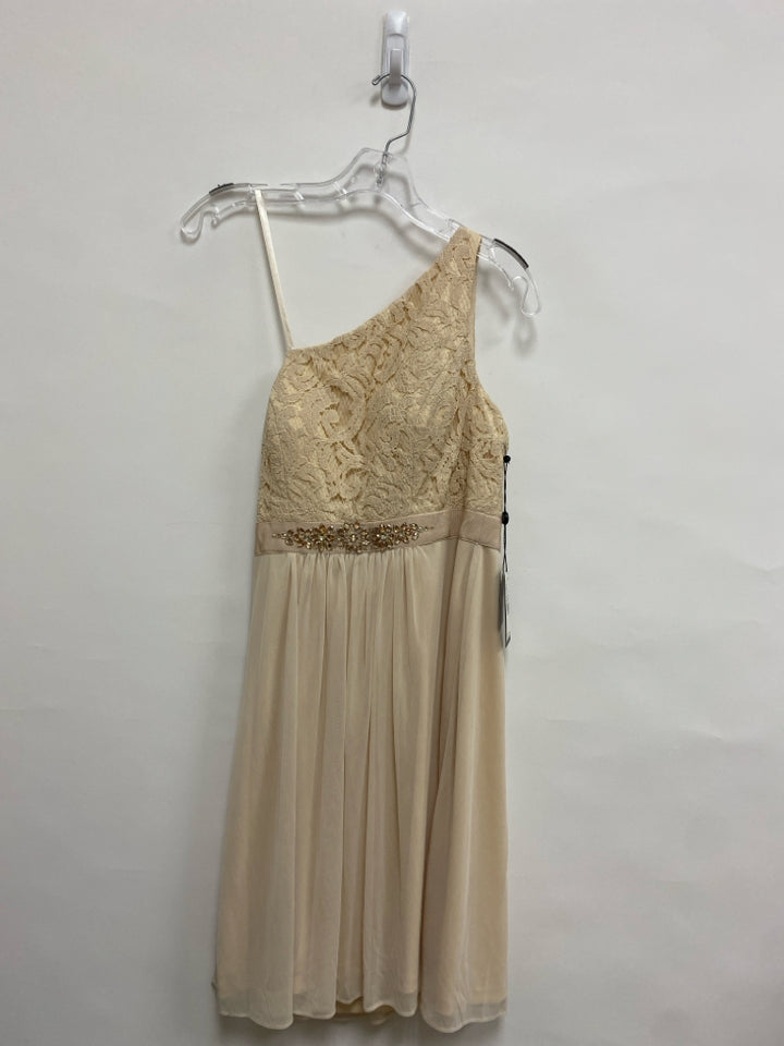 NWT Papell Size 6 Beige Floral Sleeveless Tulle Ladies Dress