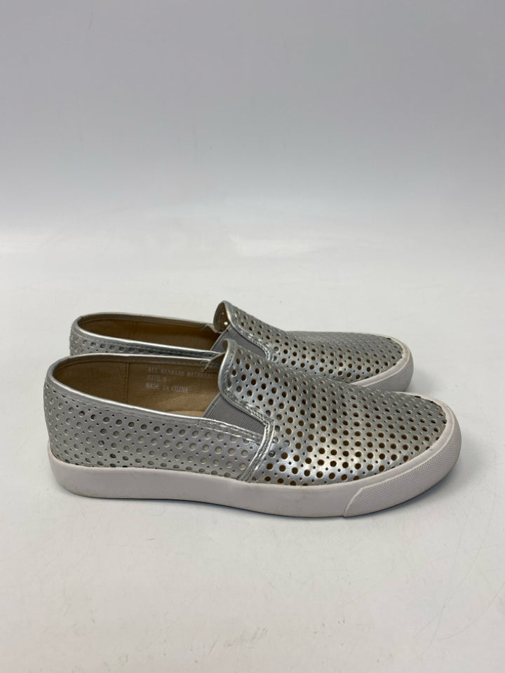 Size 9 Silver Perforated Metallic Sneakers