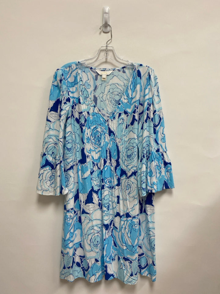 LILLY PULITZER Size 10 White Blue Flowers Ladies Dress