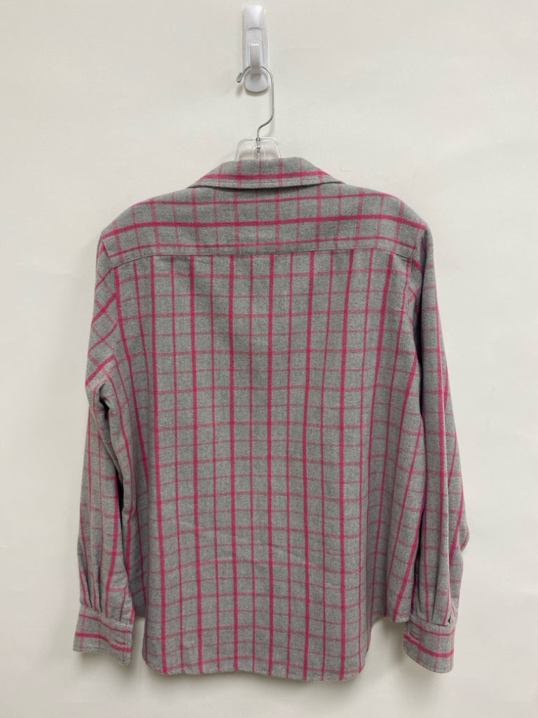 Frank &amp; Eileen Size S Gray Pink Windowpane Ladies Top
