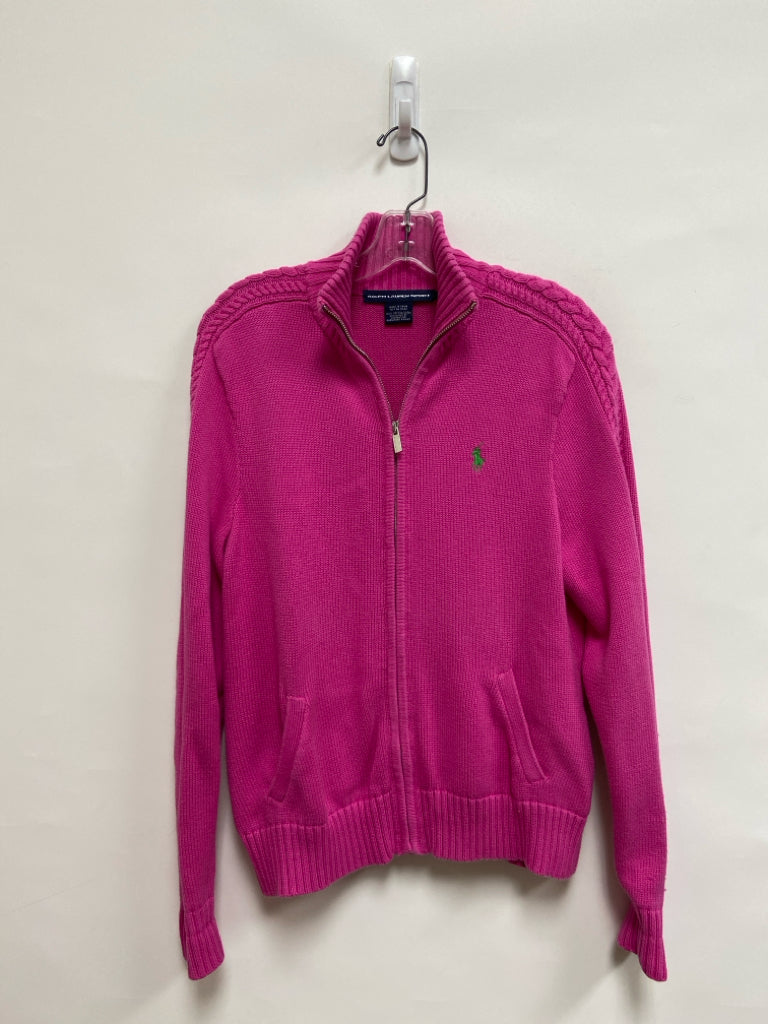 Ralph Lauren Size L Hot Pink Zip Down Ladies Sweater