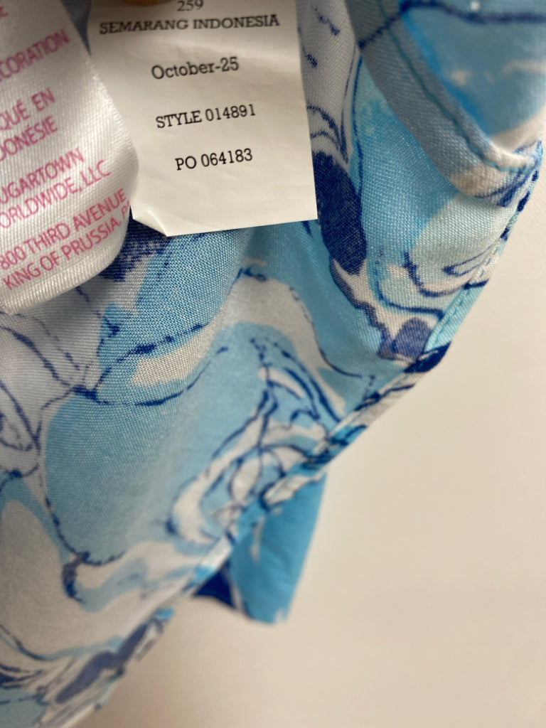 LILLY PULITZER Size 10 White Blue Flowers Ladies Dress