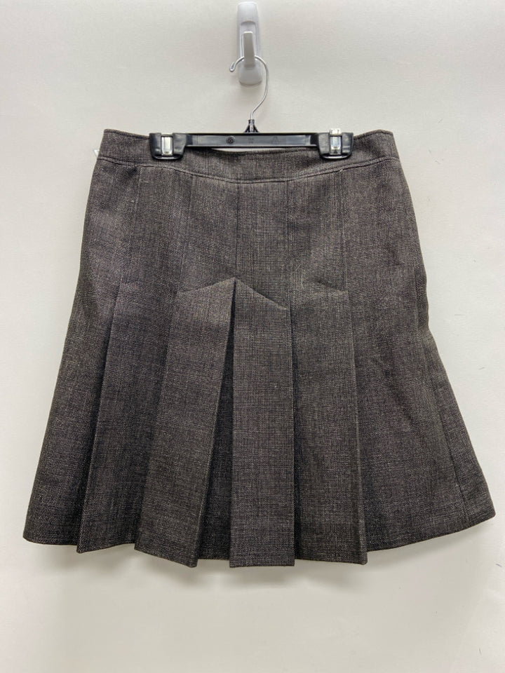 Balenciaga Size 36 Black/Taupe Buttons Pleats Wool Blend Ladies Skirt