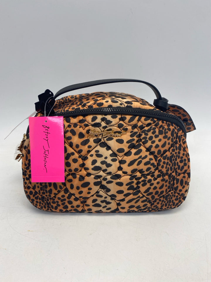NWT Betsey Johnson Brown Black Animal Print Make-up Bag