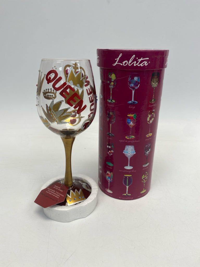 NEW/BOX Lolita Clear Gold/Multi Crown Glassware