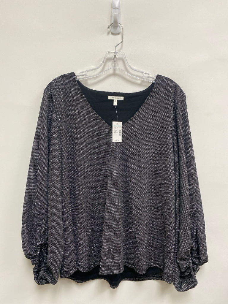 NWT maurices Size L Black/Silver Sparkle Puff Sleeve Ladies Top