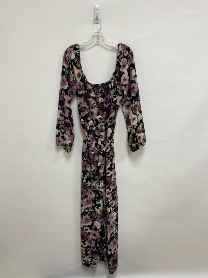 Lily Rose  SIZE  XXL Black/Cream Lavender/Green Floral Plus Size Jumpsuit