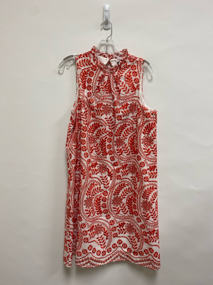 Donna Ricco Size 10 White Red Embroidered Sleeveless Ladies Dress