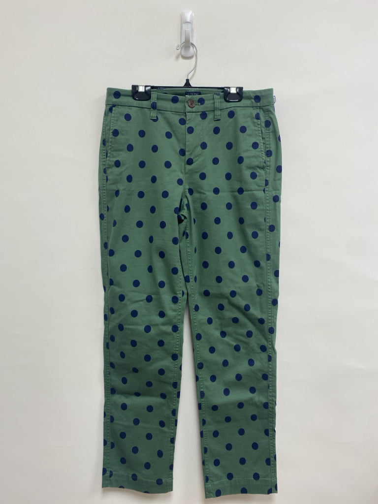 J Crew Size 2 Green Navy Polka Dot Ladies Pants