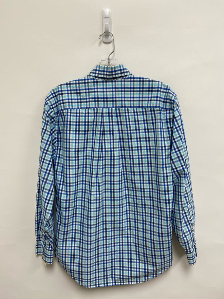 Vineyard Vines Size S Blue White/Aqua Plaid Men&