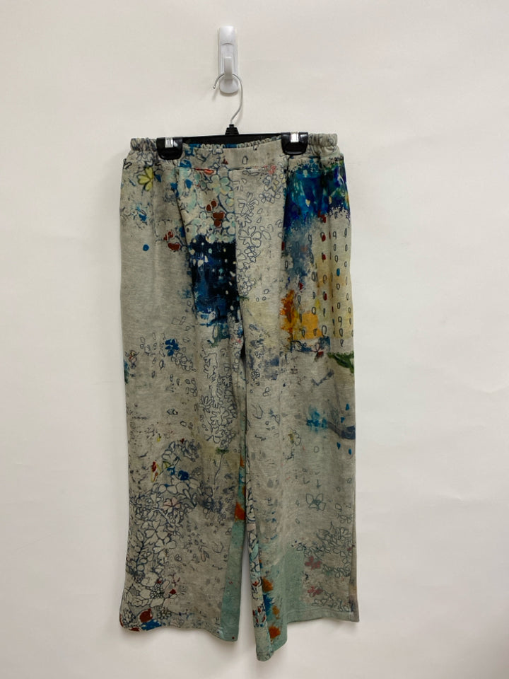 3 Potato Size S Gray Blue/Multi Abstract Pull-on Ladies Pants
