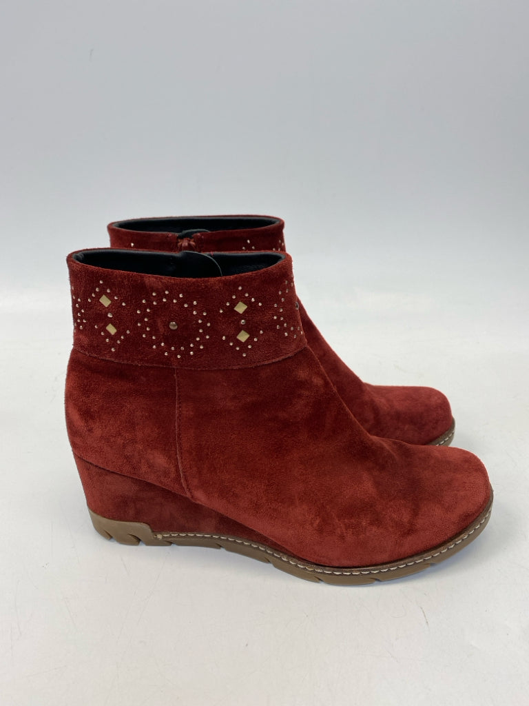 Ericmichael EU Shoe Size 39 US Shoe Size 8 Red Side Zipper Suede Boots
