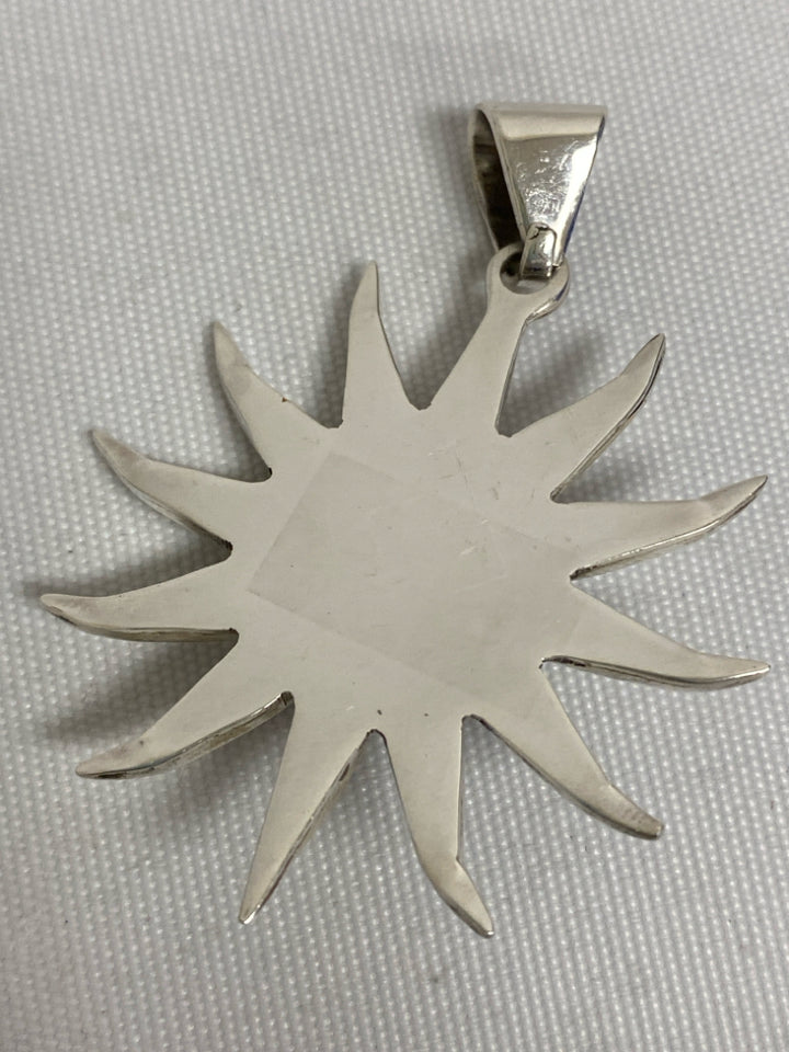 Silver Black Sunburst Pendant