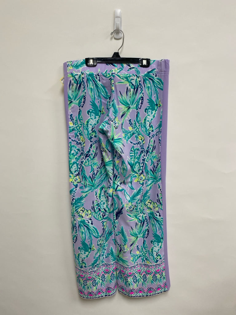 LILLY PULITZER Size S Lilac Teal Green Leaves Ladies Pants