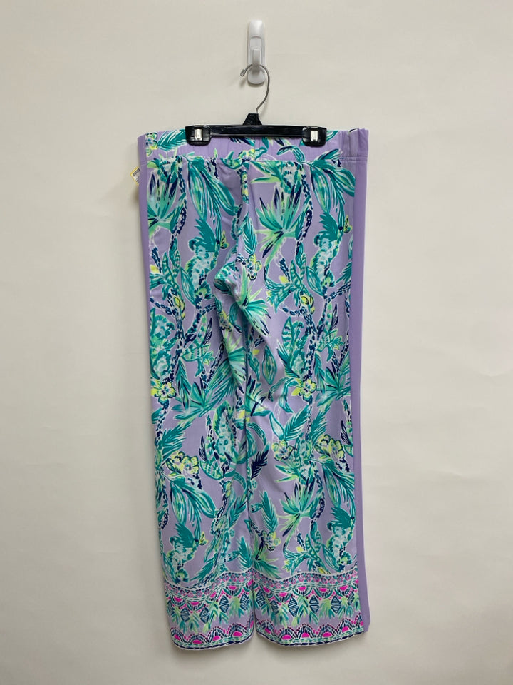 LILLY PULITZER Size S Lilac Teal Green Leaves Ladies Pants