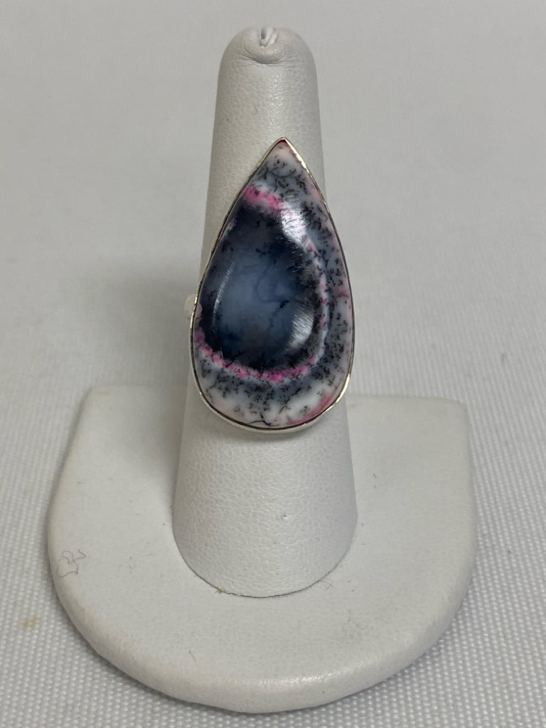 Multi Color Silver Teardrop Ring