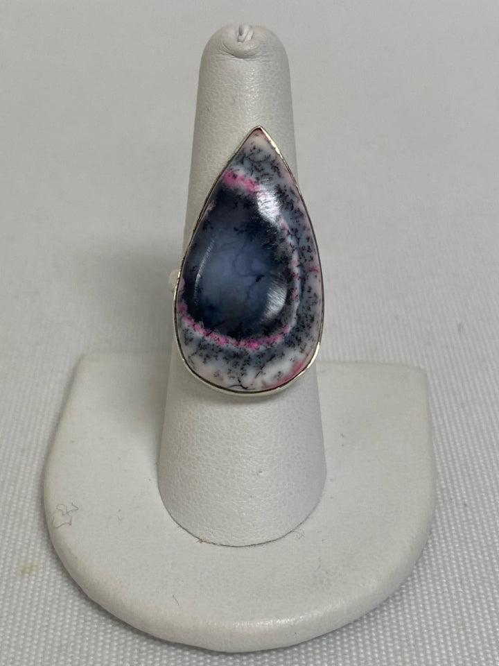 Multi Color Silver Teardrop Ring