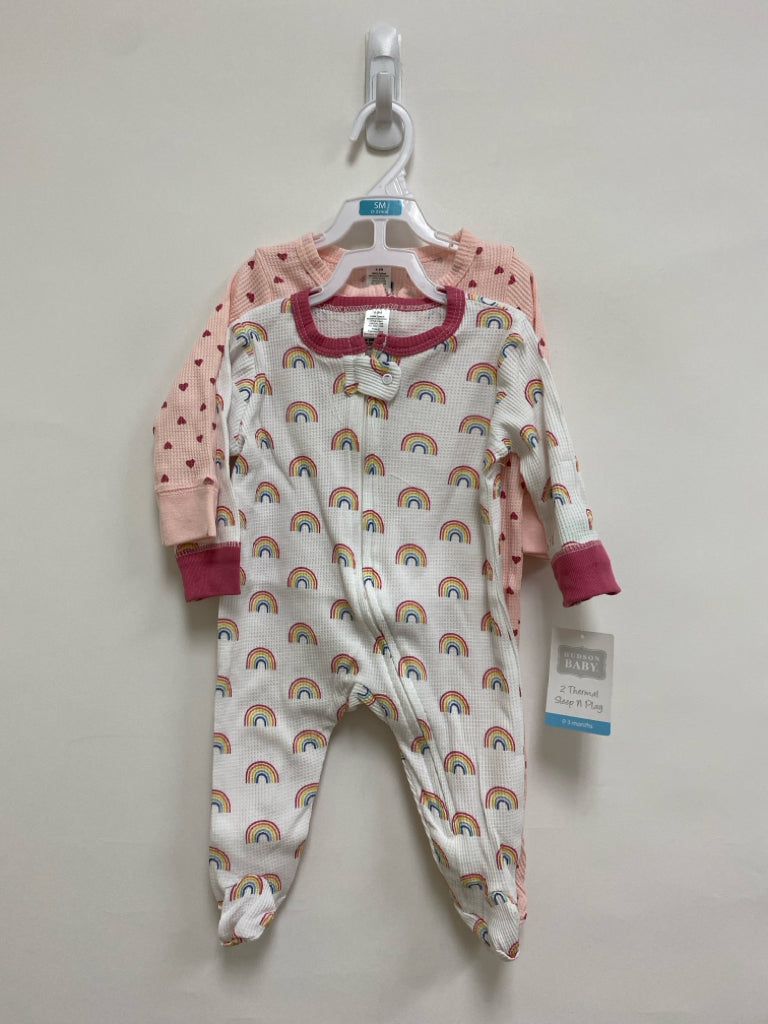 NWT SIZE 0-3M White Pink/Multi Waffle Girl&
