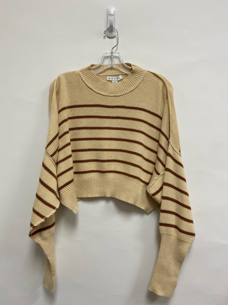 HYFVE Size S Cream Brown Striped Ladies Sweater