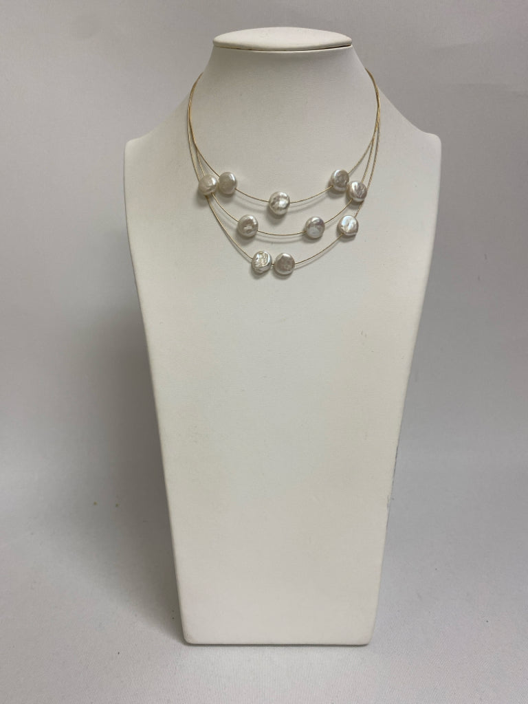 Gold Pearl Coin Necklace