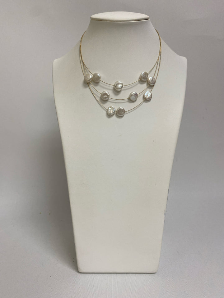 Gold Pearl Coin Necklace