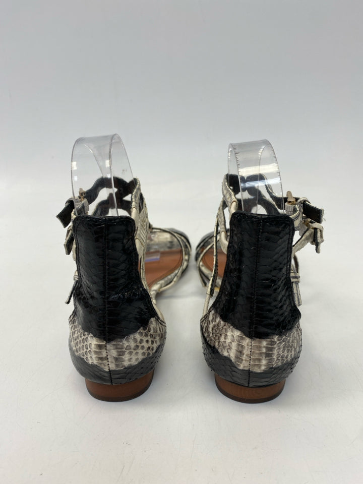 Size 6.5 Cream Black Animal Print Sandals