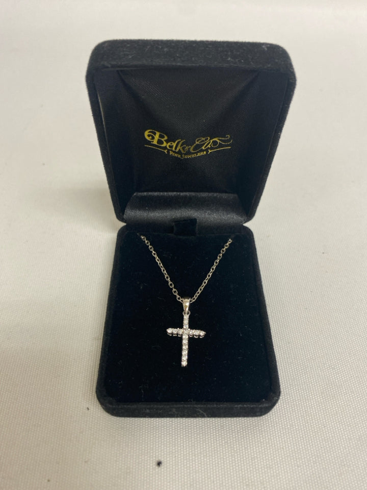 Silver Clear Cross Necklace