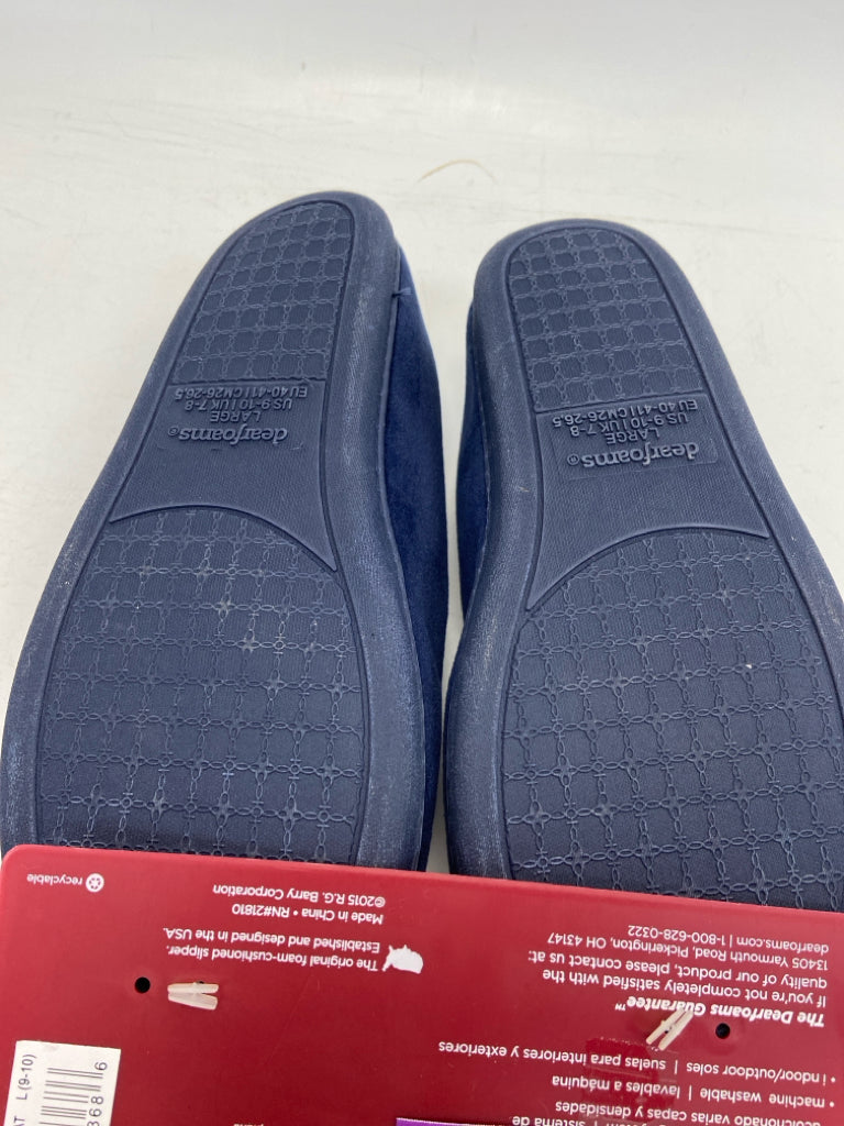NEW/PKG Dearfoams US Size L Dark Navy Slippers