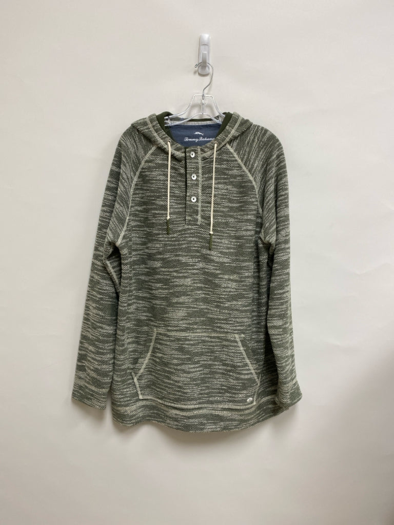 Tommy Bahama Size L Olive Green Cream Mottled Hooded Men&