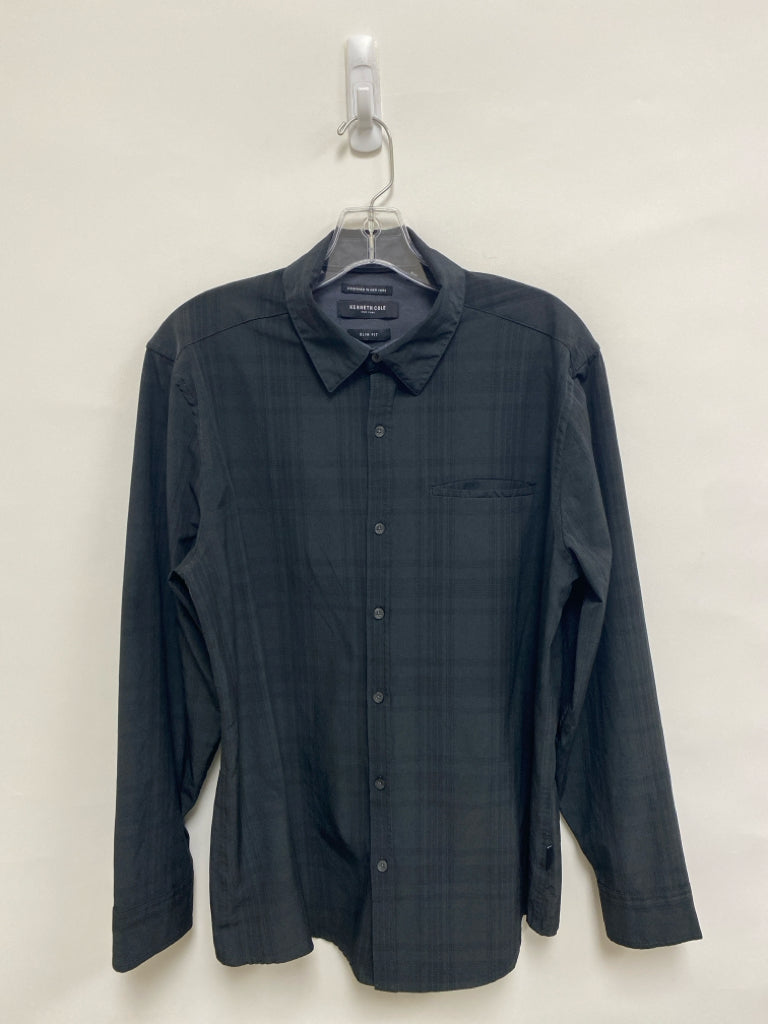 Kenneth Cole Size L Black Plaid Button Up Men&
