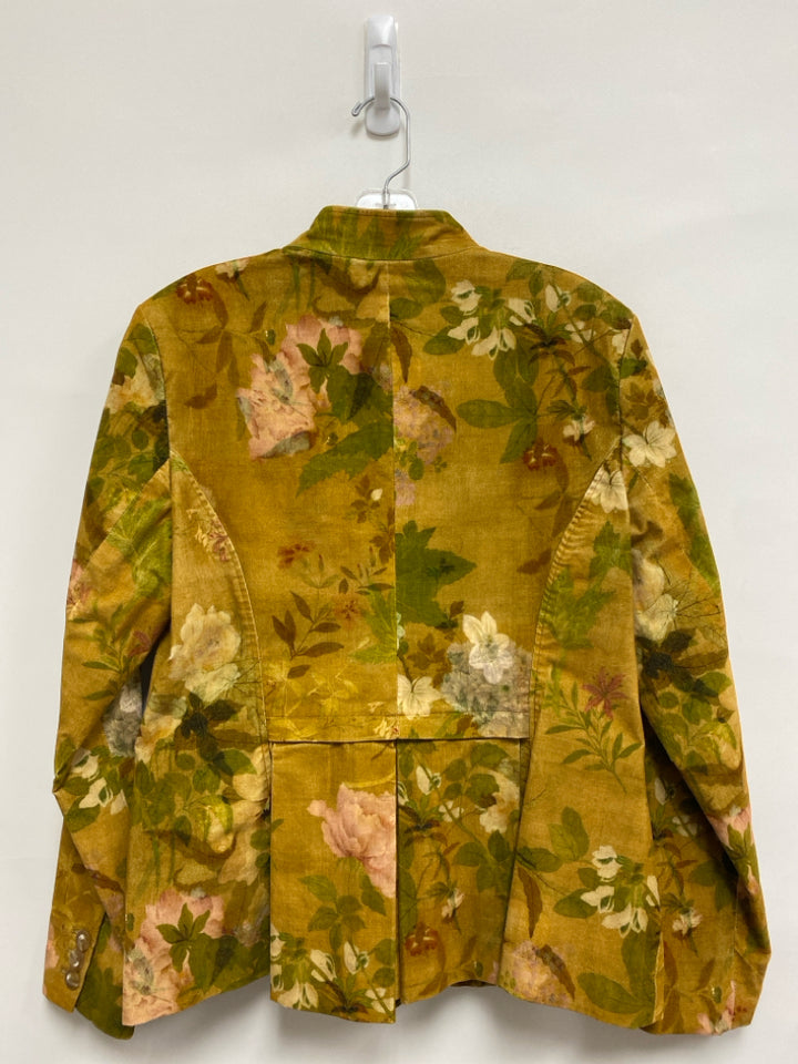 Peruvian Conn. Size 14 Mustard Floral Velour Ladies Jacket