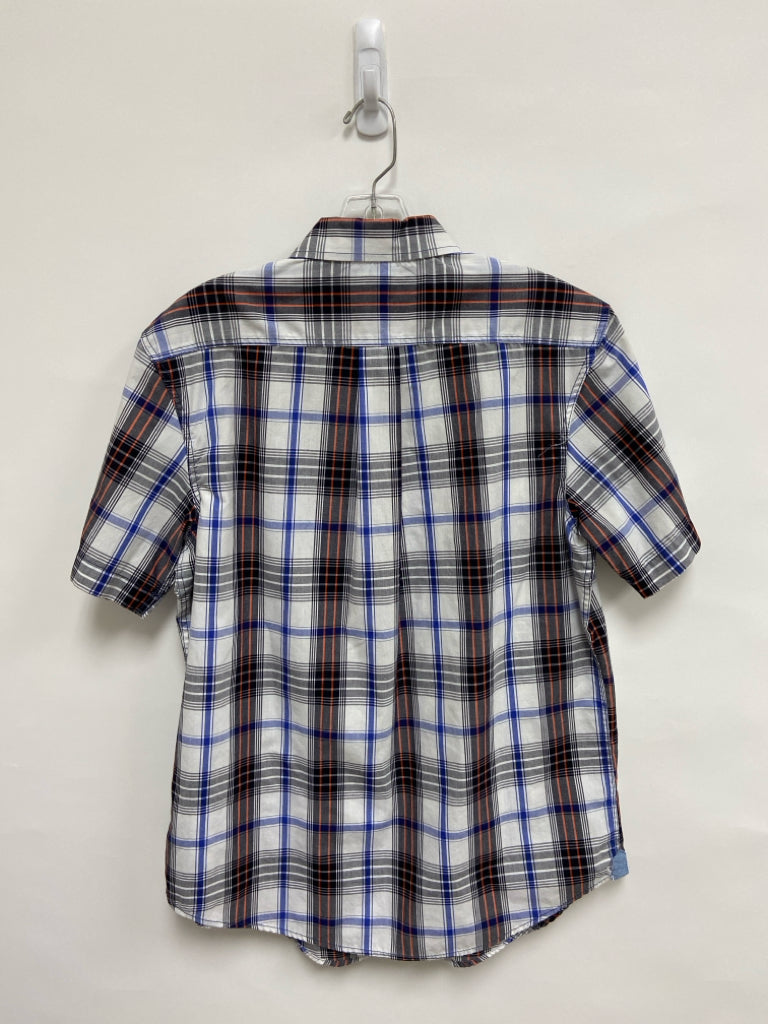 U.S. POLO ASSN. Size M White/Black Blue/Orange Plaid Men&
