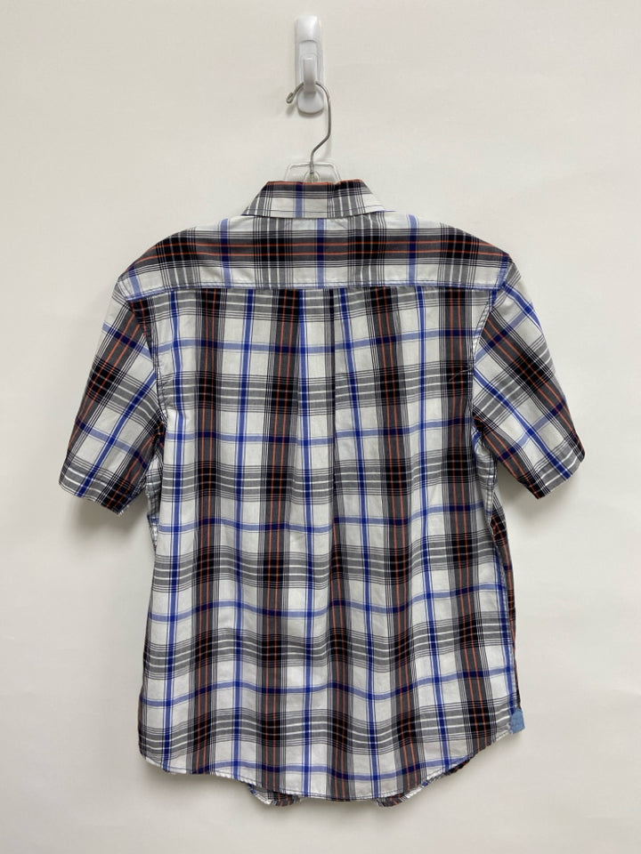 U.S. POLO ASSN. Size M White/Black Blue/Orange Plaid Men&