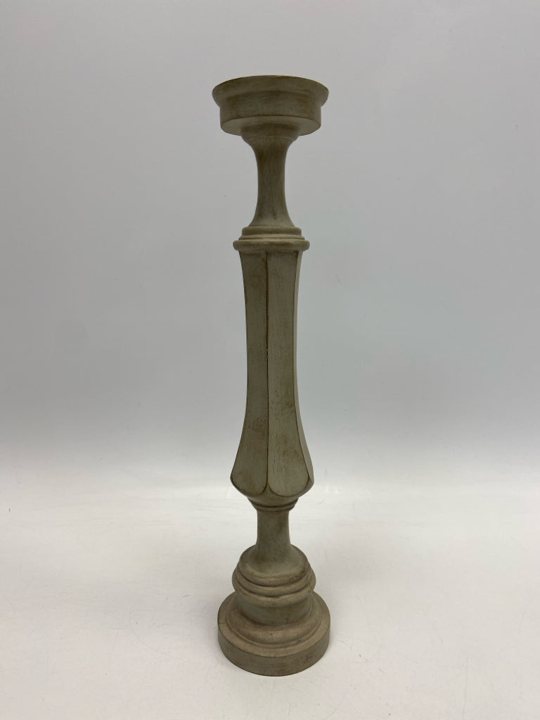 Cream Distressed Wood Candleholder(s)