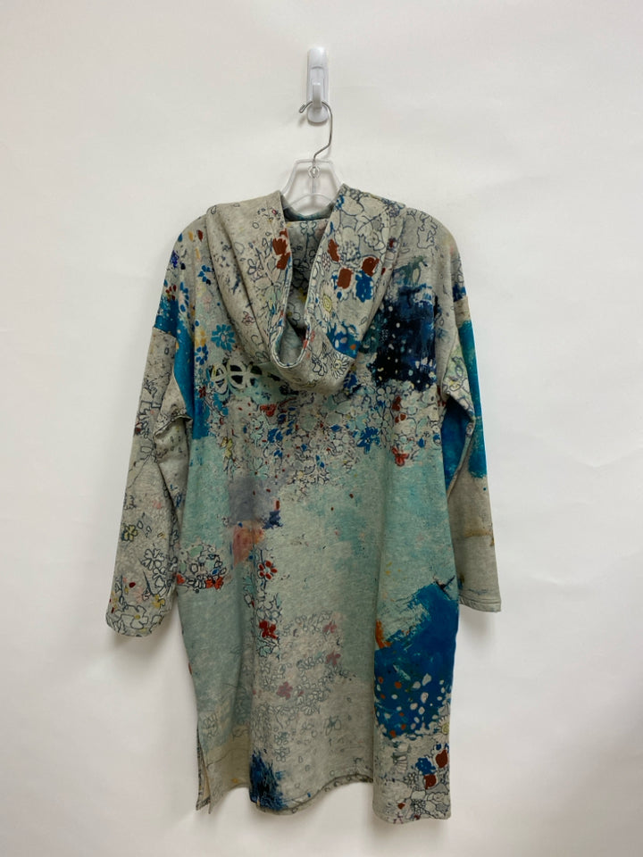 3 Potato Size XS Gray/Blue Orange/Multi Abstract Hooded Ladies Dress