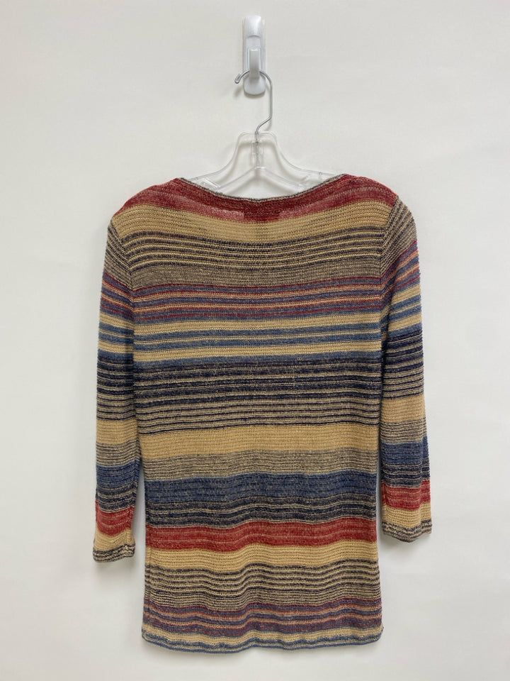 Lauren Ralph Lauren Size M Brown Navy/Red Striped Ladies Sweater