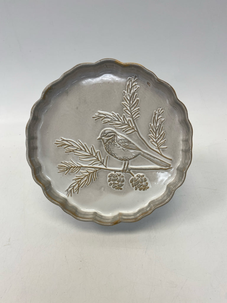 Cream Brown Birds Decorative Bowl