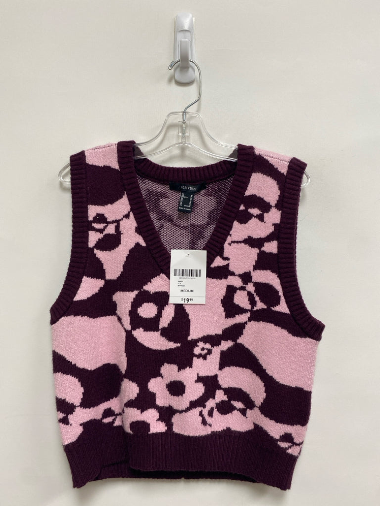 NWT Forever 21 Size M Lilac Plum Flowers Ladies Sweater Vest