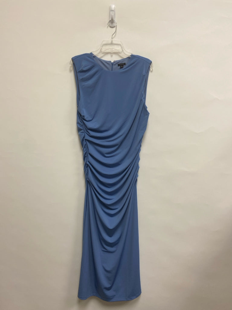 Ann Taylor Size 12 Slate Blue Ruched Sleeveless Ladies Dress