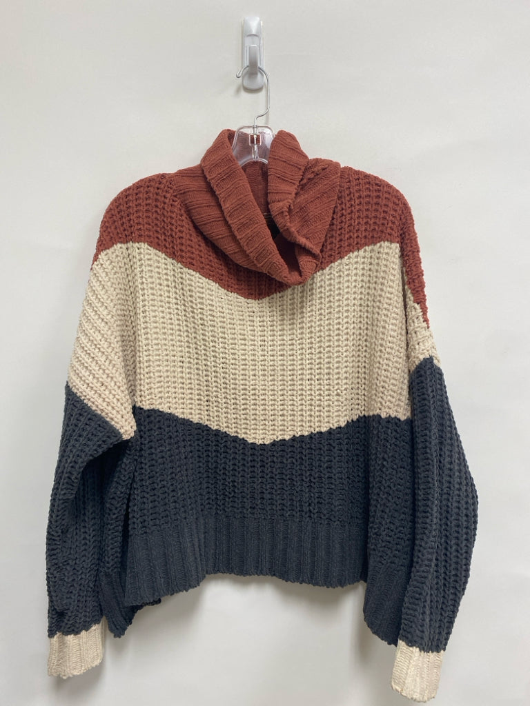 POL Size S Terra Cotta Cream/Gray Cowl Neck Chenille Ladies Sweater