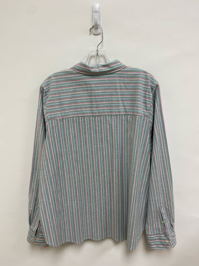 Vineyard Vines  SIZE  18 Sage Pink/Blue Striped Button Up Plus Size Top