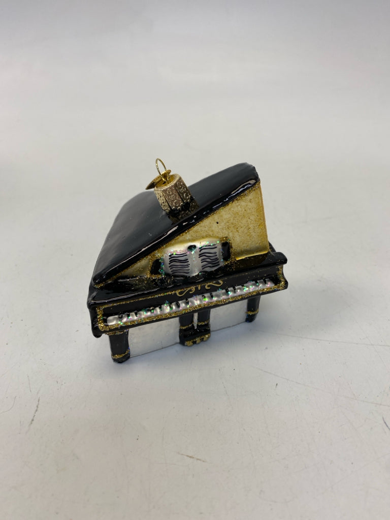 Old World Christmas Black/White Gold Glass Ornaments