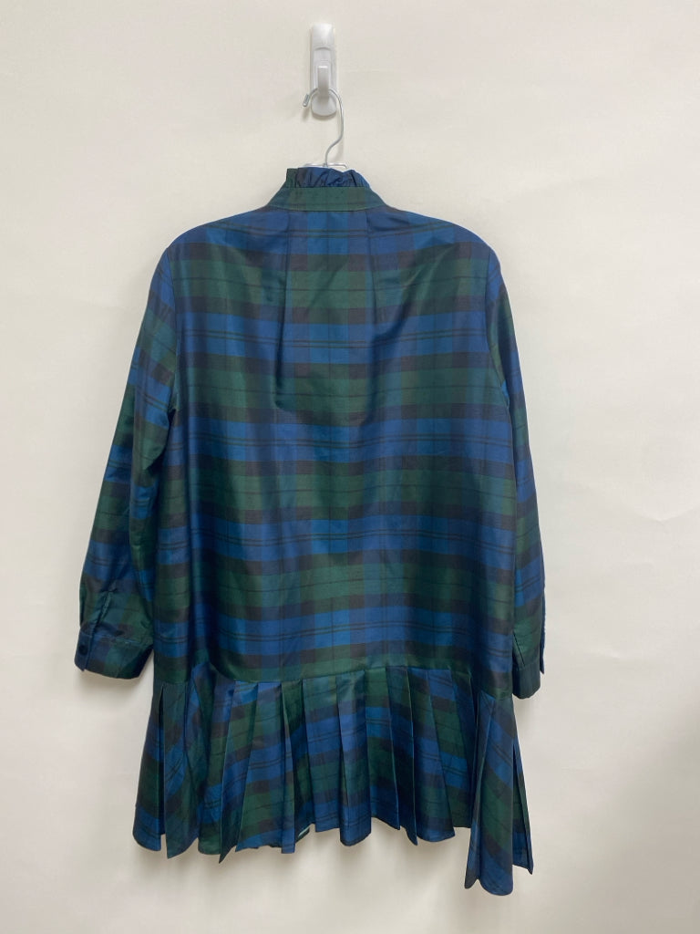 TUCKERNUCK Size M Blue/Green Black Plaid Long Sleeve Ladies Dress