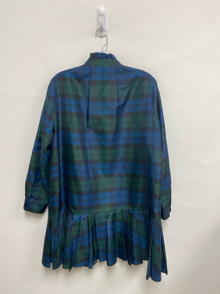 TUCKERNUCK Size M Blue/Green Black Plaid Long Sleeve Ladies Dress