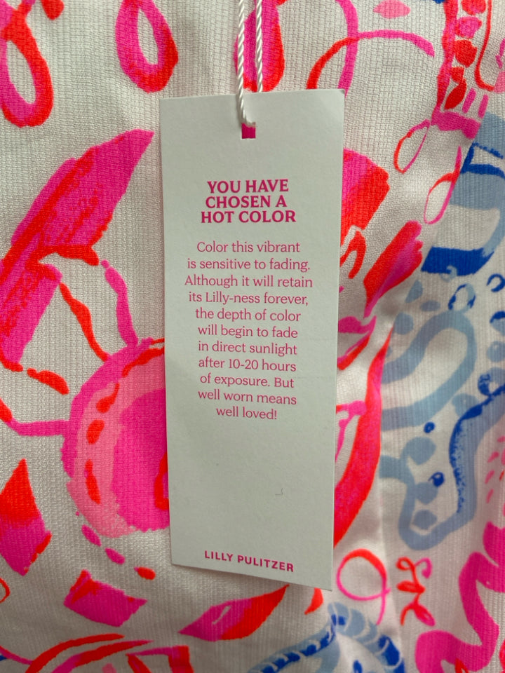 NWT LILLY PULITZER Size 4 Neon Coral White/Blue Maxi Ladies Dress