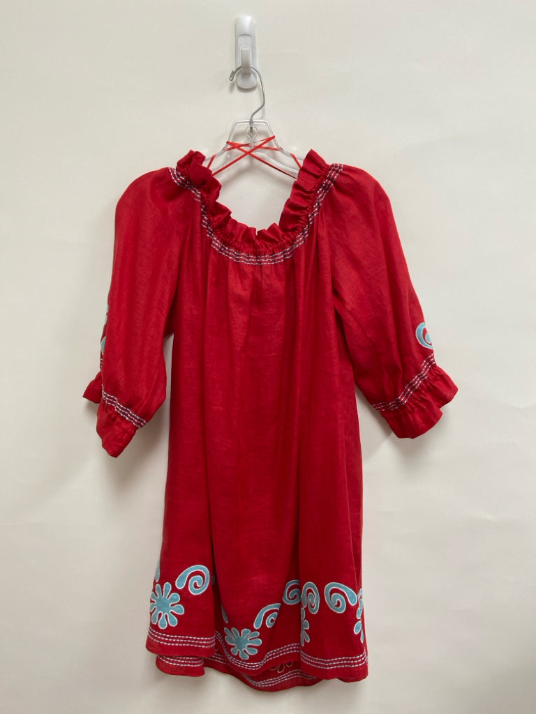 Size 10 Red Blue Embroidered Ladies Dress