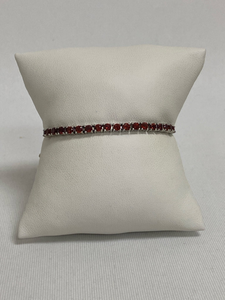Red Silver Jeweled Bracelet