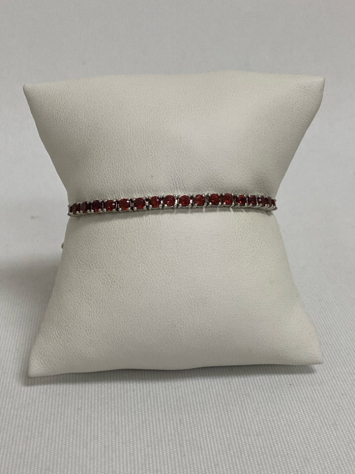 Red Silver Jeweled Bracelet