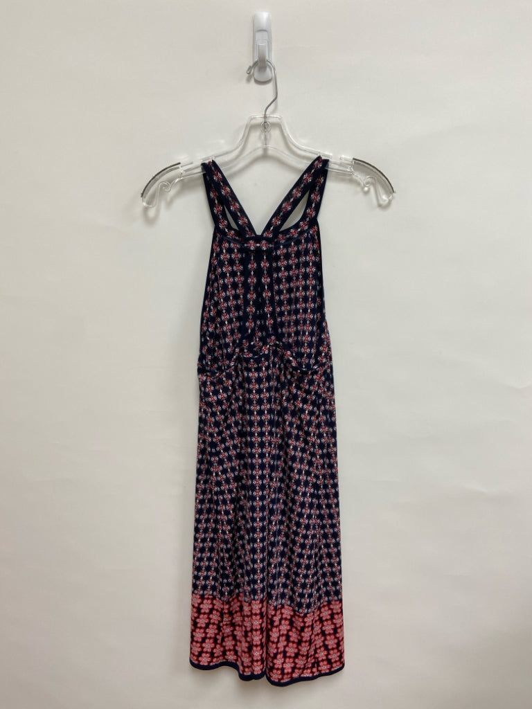 Max Studio Size L Navy Red/White Print Sleeveless Ladies Dress