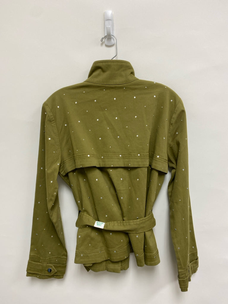 NWT Wht House/Blk Mkt Size M Olive Green Studded Zip Down Ladies Jacket